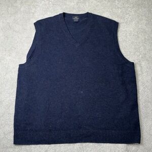 Vintage Brooks Brothers 100% Lambswool Sweater‎ Vest Men's XL Large Navy Blue